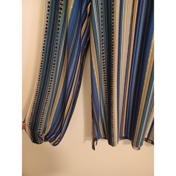 Susan Graver Pullover Knit Tunic Top M Blue Striped Longsleeve Casual Lagenlook - Picture 4 of 9